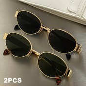 Resim 2/3 Parça Set Şık Oval Kadın Gözlükleri - Metal Çerçeve, PC Camlar, Evrensel Dekoratif Metal Menteşeli 