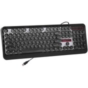 Resim Geeksen Usb Kablolu Oyun Klavyesi Steampunk Klavye Arka Aydınlatmalı Retro Yuvarlak Tuş Takımı Metal Panel 1 Siyah 