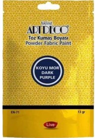 Resim Artdeco Toz Kumaş Boyası 13gr Koyu Mor 2 Adet Ve 1 Adet Sabitleyici Koyu Mor 