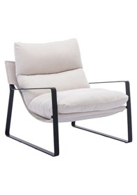 Resim Sller Portatif Metal İskeletli Berjer, Modern Metal İskeletli Portatif Tekli Koltuk Zarif Beyaz 