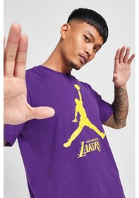 Resim Nike Jordan Los Angeles Lakers Nba Jordan Graphic Tshirt Purple Jordan Nakış Logolu Tişört Mor Mor 