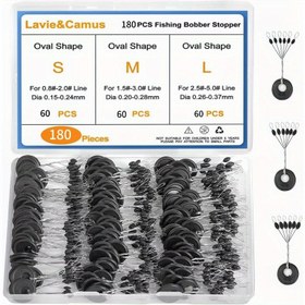 Resim Lavie&Camus 180 adet Siyah Kauçuk Bobber Stoppers - Oval Şekil, S, M, L Boyutlar için 6'lı Yüzer Durdurma Kiti, 0.8-2.0mm Çaplı Dizel için İdeal, Balıkçılık Temel Ekipmanları|Ergonomik Tasarım|Dayanıklı Balıkçılık Ekipmanları, Balıkçılık Malzemeleri 
