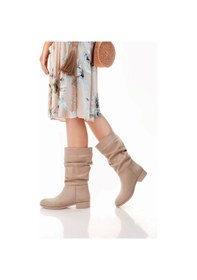 Resim Plod Bej Süet Çizme Bej 