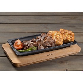 Resim Lava Döküm Servis Tabağı. Siyah Renk. Ölçü 30x15cm. 