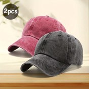 Resim 2 Adet Retro Yıpranmış Distressed Beyzbol Şapkası, Minimalist Japon Tarzı Düz Kenarlı Erkek ve Kadınlar için Dış Mekan Sporları 