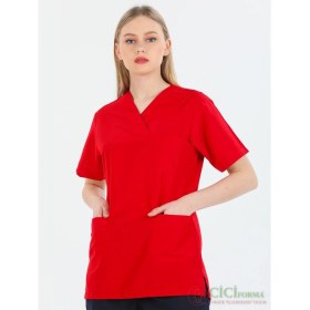 Resim Cici Forma Zarf Yaka Kırmızı Üst 