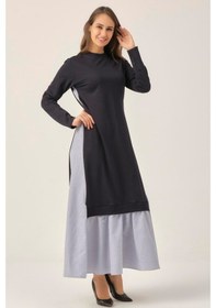 Resim Lacivert Toka Detaylı Maxi Boy Elbise Dm91006 