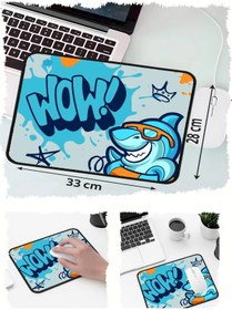 Resim Wow Köpek Balığı Shark Tasarımlı 33x28 Cm Mousepad Kaymaz Taban Rahat Konforlu Mouse Pad 