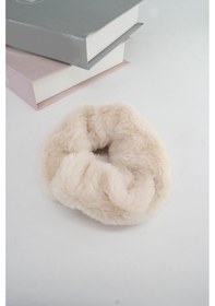 Resim Bayan Peluş Lastik Toka-5103 Krem 