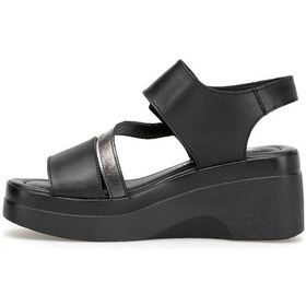 Resim Venüs 2613804y Kadın Hakiki Deri Dolgu Topuk Sandalet Siyah 