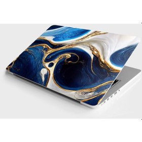Resim Laptop Sticker Bilgisayar Notebook Pc Kaplama Etiketi Lüks Modern Altın Mavi 