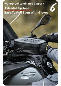 Resim Rhinowalk 5.6l Su Geçirmez Sert Kabuk Motosiklet Depo Çantası – Telefon Cepli, Manyetik Kapaklı 