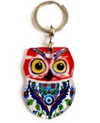 Resim Mixperi Kırmızı Füzyon Cam Baykuş Anahtarlık 