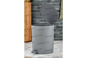 Resim Yuvarlak, Çizgili Pedallı 8l Banyo ve Mutfak Çöp Kovası 