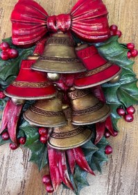 Resim Handmade 3D New Year’s Bell Decor, Christmas Wall Bell Ornament, Holiday Bells Decoration - Object-12 