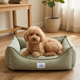 Resim Vanilla Dokuma Kumaş Kedi & Köpek Yatağı - Çıkarılabilir İç Minderli, Kaydırmaz Tabanlı, Boncuk Elyaf Dolgulu - L 