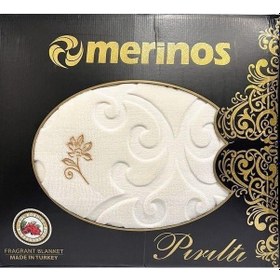Resim Merinos Pırıltı Embos Çift Kişilik Battaniye Krem Krem 