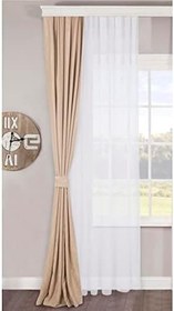 Resim Massarelli Fon Perde Bej Rengi 1-2 Seyrek Pile 90 x 260 Bej 