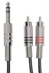 Resim Yeka 6.3 mm Erkek - 2 Rca Erkek kablo 2 metre 
