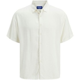 Resim Jack Jones Erkek Viskon Kısa Kollu Gömlek 12271078 Beyaz 