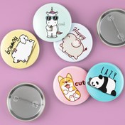 Resim Varyant Sevimli Hayvanlar - Cute Animals - Eğlenceli - Iğneli Rozet Seti - Broş - Yaka - Çanta Rozeti 5 Adet 