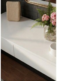 Resim Mdf Makyaj Masası Ve Dresuar 120x30 Cm Çekmeceli Modern Tasarım Beyaz 