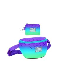 Resim Coral High Kız Çocuk Mor Lila Renk Geçişli Desenli Bel Çantası Ve Bozuk Para Cüzdanı Set Çok Renkli 