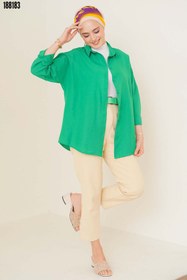 Resim 103901 Oversize Basic Tesettür Gömlek Yeşil 
