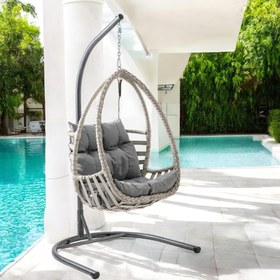 Resim Rehome Malta Tek Kişilik Rattan Bahçe Salıncağı | Beyaz 