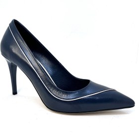 Resim D&A İzland Shoes Kadın Lacivert Renk Zarif Ince Topuk Hakiki Deri Stiletto 