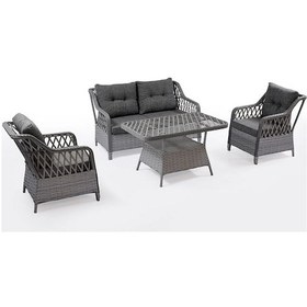 Resim Menekşe 2+1+1+masa Rattan Bahçe Balkon Mobilyası Gri 
