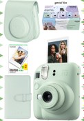 Resim Fujifilm Instax mini 12 Yeşil Fotoğraf Makinesi-20'li Film-Laporta Albüm ve Deri Kılıf Seti 