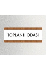 Resim zafrakreklam Toplantı Odası Ofis Departman Kapı İsimliği, Yönlendirme levhası 26X10Cm BEYAZ-CEVİZ 
