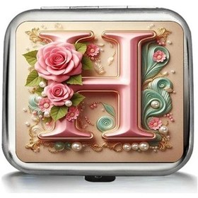 Resim Chuangyinshop H Compact Ve Stil Metal Mini Küllük Kapaklı Pembe Gül Desenli Seyahat Ve Outdoor İçin 