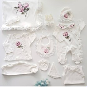 Resim Eda Kız 5456 Bebek Kaneviçe İşlemeli 10 Parça Hastane Çıkışı Seti Çok Renkli 