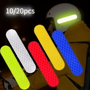Resim 10-20 adet/set PET Yansıtıcı Etiketler, Renkli, Evrensel Uygulama, Güvenlik Uyarısı, Tüm Işık Kaynaklarını Yansıtın, Polietilen Tereftalat Malzeme, Motosiklet Kaskı için 