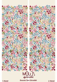 Resim Renkli Pastel Çiçek Süet Oturma Odası Salon Fon Perde Baskılı Ekstrafor Büzgü 2 Kanat Prd-1026 Çok Renkli 