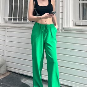Resim Madmext Yeşil Krinkıl Kumaş Basic Kadın Plaj Pantolon MG1778 