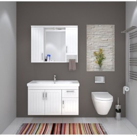 Resim Denko Lotus 100 Cm Mdf Lake Banyo Dolabı Takımı (524942925) 