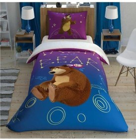 Resim Nevresim Takımı Masha And The Bear Galaxy Glow 160x220 %100 Pamuk 57 Tel 