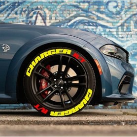 Resim komauto Charger Rt Sarı Kalıcı Lastik Yazısı Charger Rt Sticker 4 Kit 