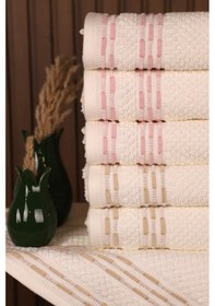 Resim Bronie 6'lı Pamuklu Su Emiciliği Yüksek 50 90 El Yüz Havlusu Pudra - Bej 