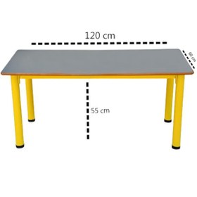 Resim Çocuk Çalışma Masası Kreş - Anaokulu Ahşap Etkinlik Masası (Gri) 