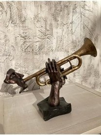 Resim wowocraft Trompet Çalan Eller Müzik Dekor Ürünü metalik 32 x 23 