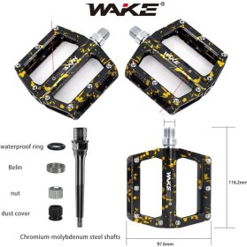 Resim Wake Alüminyum Rulmanlı Siyah / Yeşil Kamuflaj Desenli Pedal 