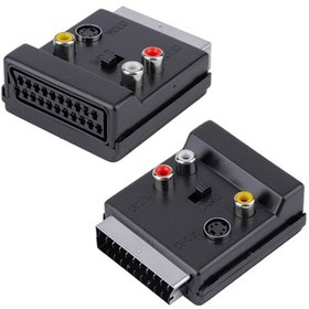 Resim SCART ADAPTOR ARA ERKEK/DİSİ/USTDEN RCALI SWİCHLİ 