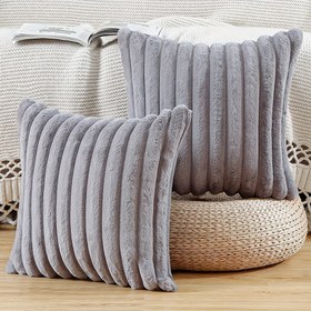 Resim Yatak için Modern Ev Dekorasyonu, Yumuşak Kürklü Çizgili Dekoratif Yastık Kılıfları, Dekorasyon Kanepe Yastık Kılıfı, 2 Adet 