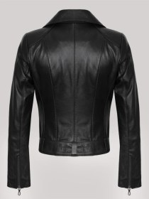 Resim Deriwork Hakiki Deri Siyah Kemerli Cepli Fermuarlı Kadın Deri Ceket Siyah 