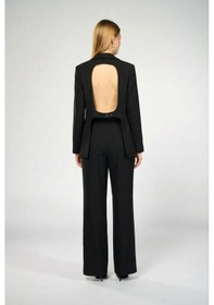 Resim Kadın Siyah Sırt Dekolteli Blazer Siyah 