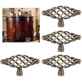 Resim Vkemall 4 Adet Zink Alyuminyum Avrupa Stili Antik Bakır Kasa Çekmecesi Puller, Ev Ofis Mobilya Kolu, Saçma Kaliteli Dayanıklı, Kolay Kurulum Diğer 